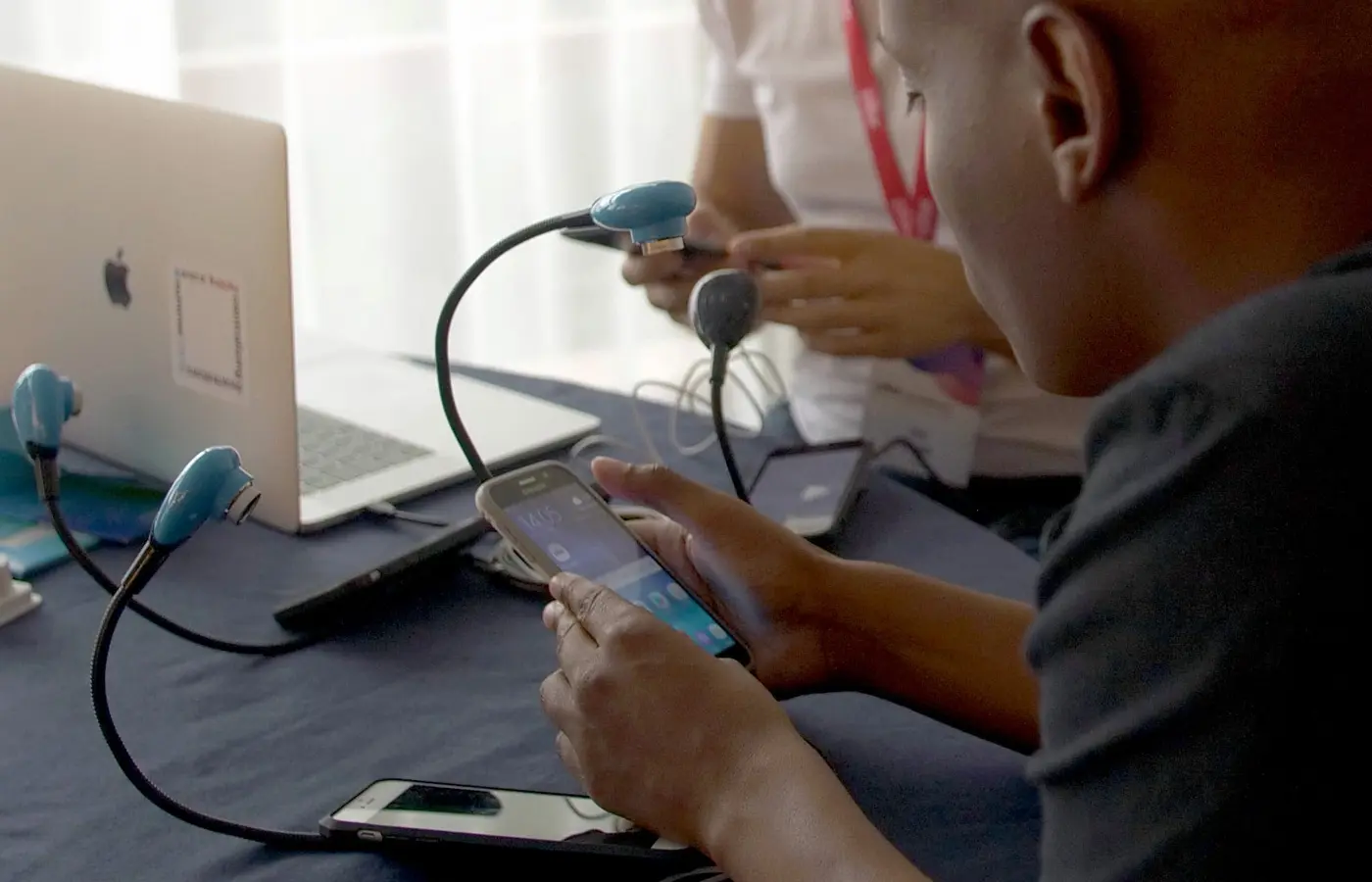 A person taking part in a mobile app usability session
