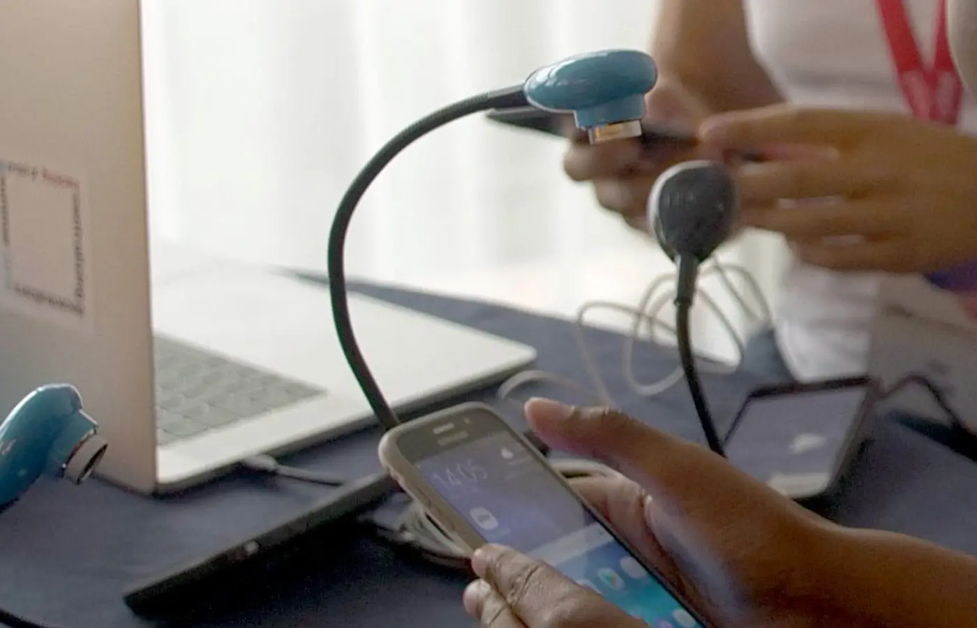 A person completing a mobile usability test